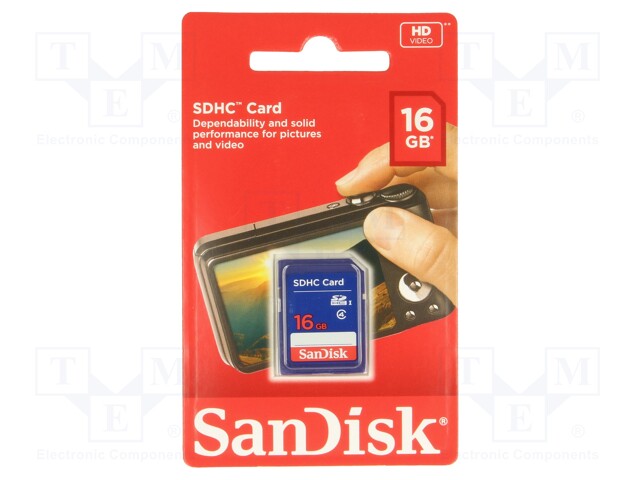 Memory card; SD HC; 16GB; Class 4