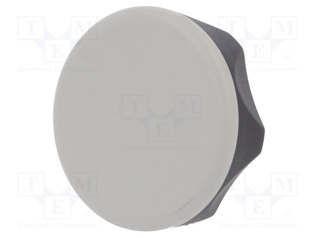 Knob; Dia: 70mm; H: 35mm; technopolymer (PA); black; Cap: grey