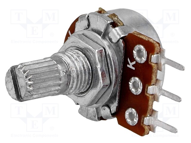 Potentiometer: shaft; single turn; 5kΩ; 125mW; ±20%; THT; 6mm; metal