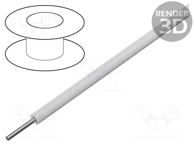 Wire; ThermoThin; solid; Cu; 32AWG; white; PFA; 600V; 305m