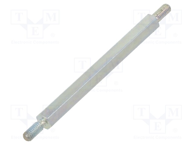 Screwed spacer sleeve; 40mm; Ext.thread: M2,5; hexagonal; steel