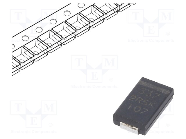 Capacitor: polymer; 330uF; 2.5VDC; Case: V; 2917; ESR: 4.5mΩ; SMD