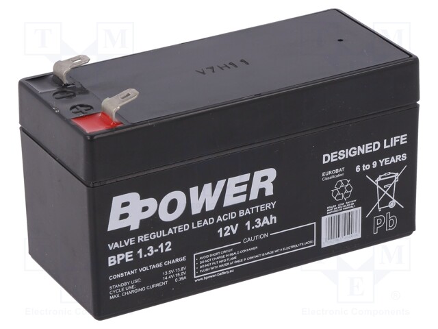 Re-battery: acid-lead; 12V; 1.3Ah; AGM; maintenance-free
