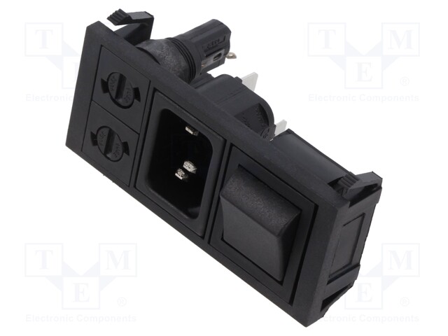 Connector: AC supply; socket; male; 10A; 250VAC; IEC 60320; C14 (E)