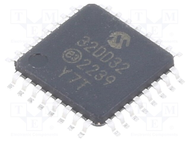IC: AVR microcontroller; EEPROM: 256B; SRAM: 4kB; Flash: 32kB; Cmp: 1