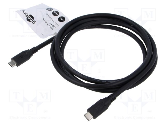 Cable; USB 4.0; USB C plug,both sides; 1.8m; black; 40Gbps; PVC
