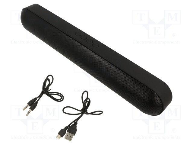 Speaker; black; Jack 3,5mm,microSD,USB A,USB B micro; 10m; 4h