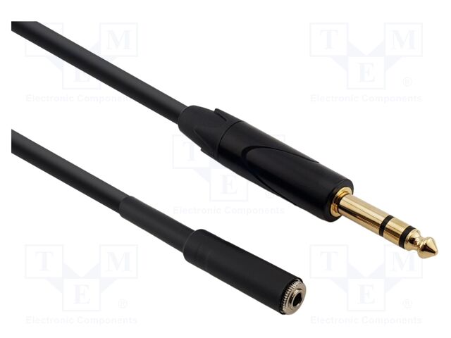 Cable; Jack 3.5mm socket,Jack 6,3mm plug; 7m; black; Øcable: 6mm