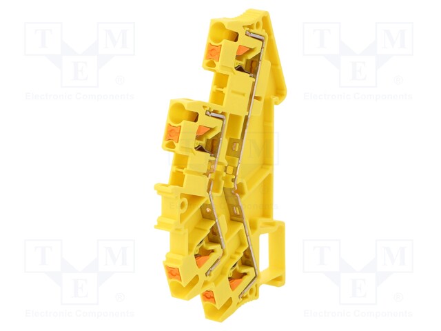 Splice terminal: rail; 0.14÷4mm2; ways: 2; terminals: 4; yellow