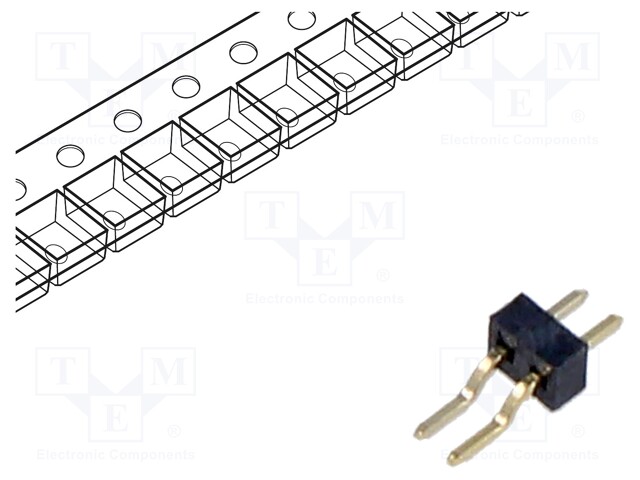 Pin header; pin strips; male; PIN: 2; horizontal; 1mm; SMT; 1x2