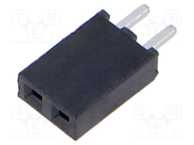 Connector: pin strips; female; PIN: 2; 2mm; gold flash; THT; socket
