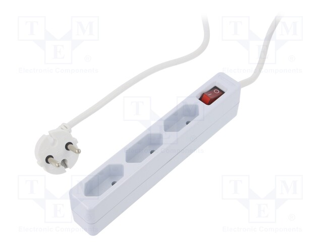 Plug socket strip: protective; Sockets: 3; 250VAC; 7.5A; 1.5m; IP20