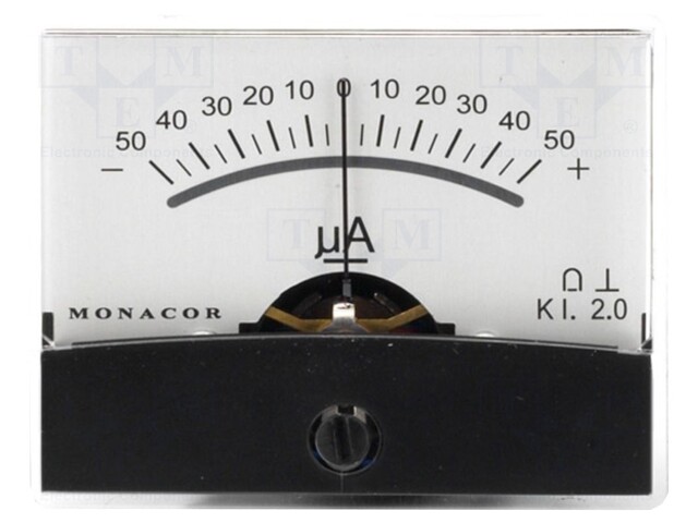 Ammeter; analogue; on panel; I DC: -50÷50uA; Class: 2; Ø37.5mm