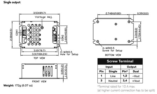 Power supply: switched-mode; modular; 65W; 15VDC; 4.34A; 172g
