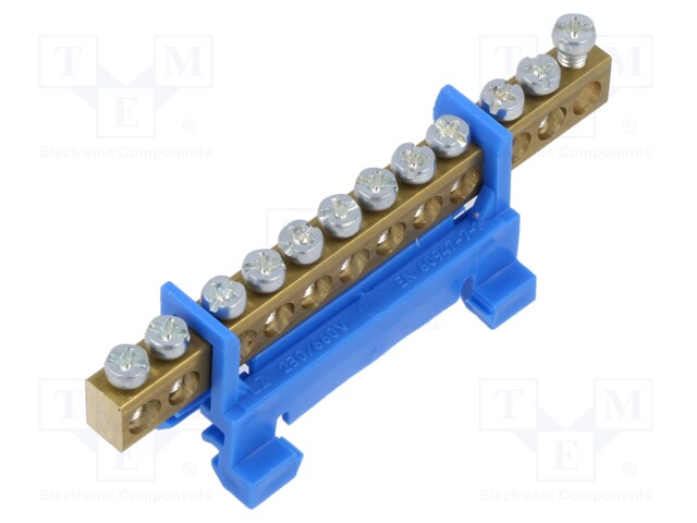 Connector: terminal block; 16mm2; ways: 1; terminals: 12; blue; TS35