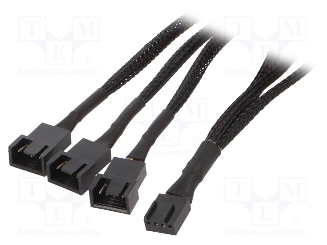 Cable: mains; 3pin male,4pin male x2,4pin female; 0.25m