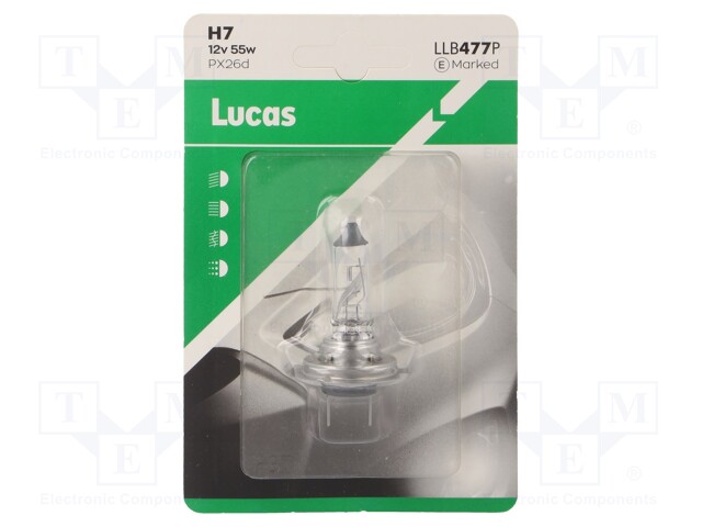 Filament lamp: automotive; PX26d; transparent; 12V; 55W; LLB