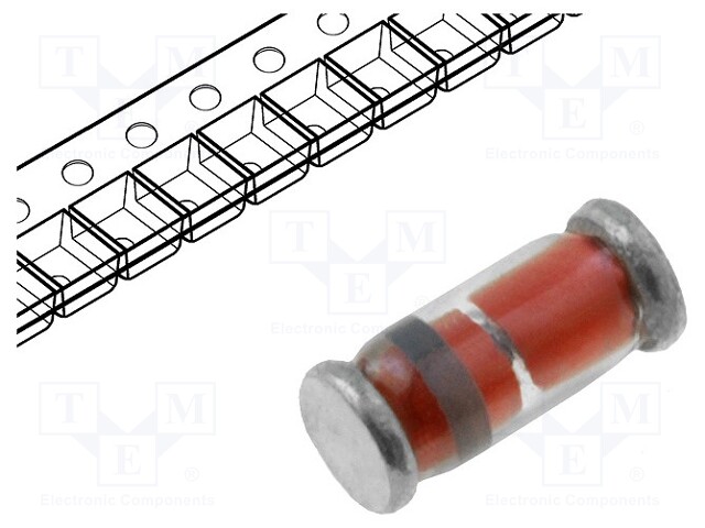 Diode: Zener; 0.5W; 15V; 30mA; SMD; reel,tape; MiniMELF; Ir: 100mA