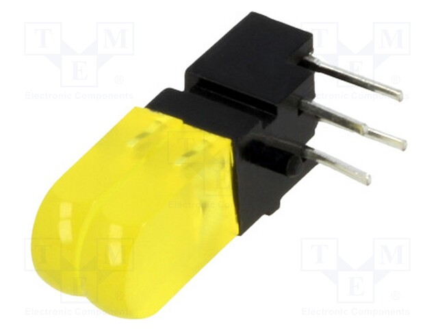 LED; in housing; yellow; No.of diodes: 2; 20mA; 100°; 25÷50mcd