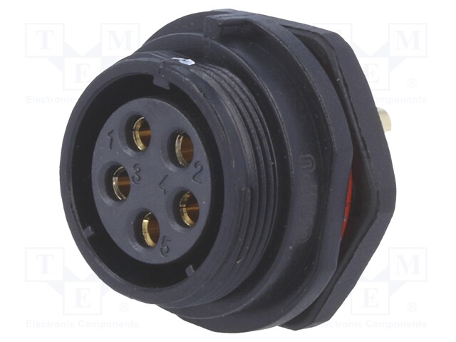 Socket; female; SP21; PIN: 5; IP68; soldering; 500V; 4mm2; 30A