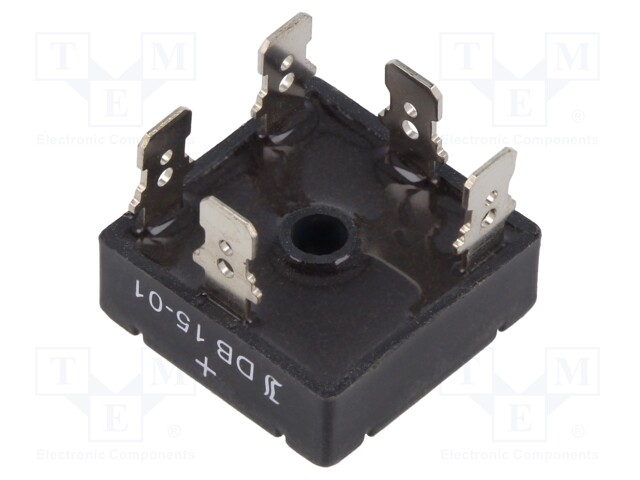 Three-phase bridge rectifier; Urmax: 100V; If: 15A; Ifsm: 350A; THT