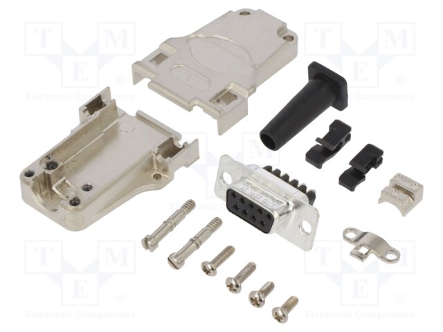D-Sub; PIN: 9; female; shielded,with strain relief; straight