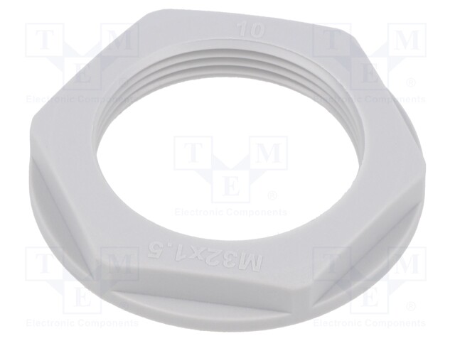 Nut; M32; polyamide; 41mm; light grey; Thread: metric; Pitch: 1.5