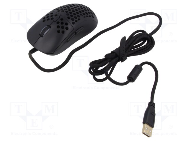 Optical mouse; black; USB A; wired; 1.8m; No.of butt: 7