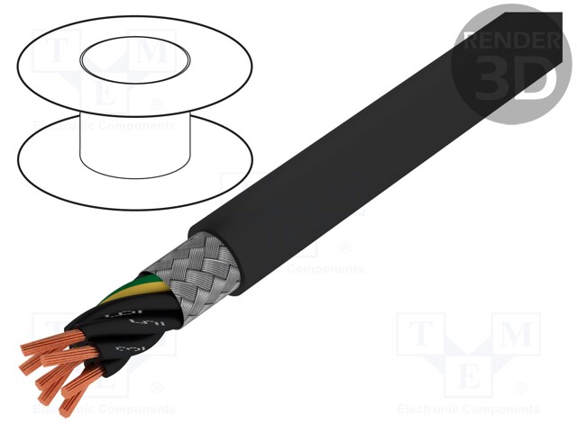 Wire; JZ-600-Y-CY; 7G0,5mm2; tinned copper braid; PVC; black