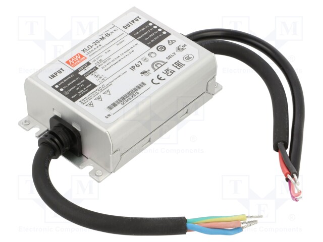 Power supply: switched-mode; LED; 20W; 25.2÷42VDC; 500mA; IP67