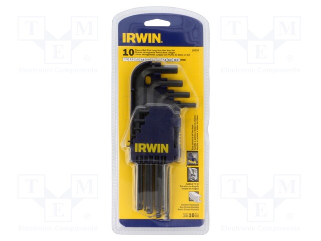 Wrenches set; hex key,spherical; 10pcs.