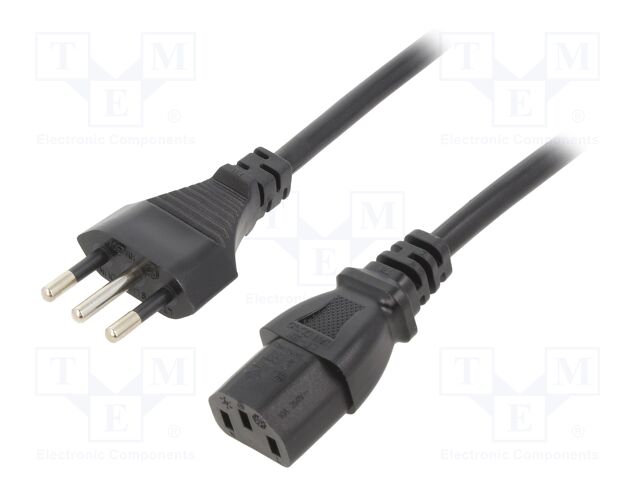 Cable; 3x1mm2; CEI 23-50 (L) plug,IEC C13 female; PVC; 1.8m; 10A