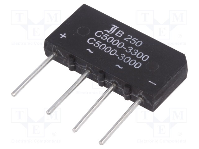 Single-phase bridge rectifier; Urmax: 80V; If: 5A; Ifsm: 150A; THT