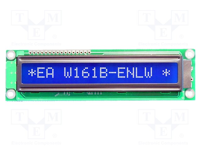 Display: LCD; alphanumeric; STN Negative; 16x1; blue; 122x33mm; LED
