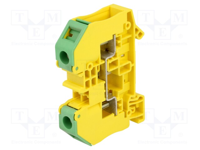 Splice terminal: rail; ways: 1; terminals: 2; yellow-green; 1000V