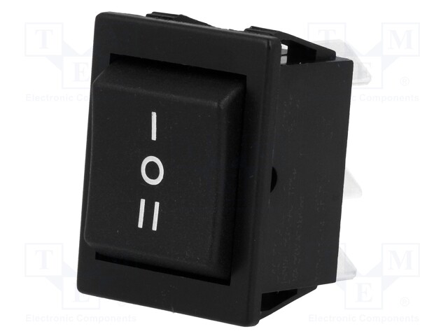 ROCKER; DP3T; Pos: 3; (ON)-OFF-(ON); 16A/250VAC; 20A/28VDC; black