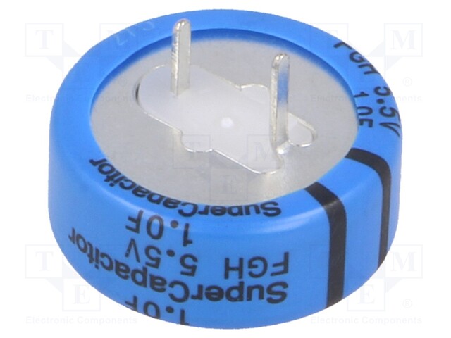 Capacitor: electrolytic; 1F; 5.5VDC; ESR: 35Ω; THT; -20÷+80%