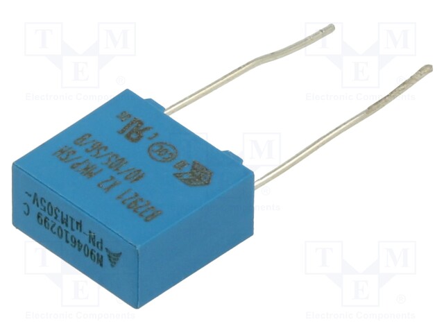 Capacitor: polypropylene; X2; 100nF; 10mm; ±20%; 13x12x6mm; 305VAC