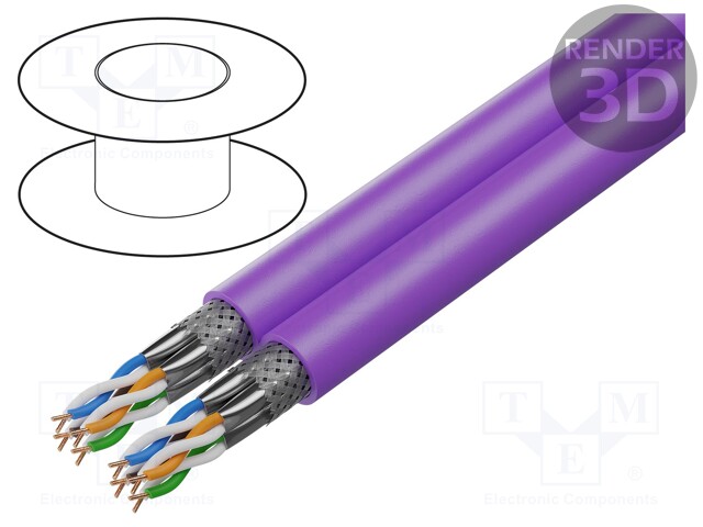 Wire; HELUKAT® 600,S/FTP; 7e; solid; Cu; 2x(4x2x23AWG); FRNC