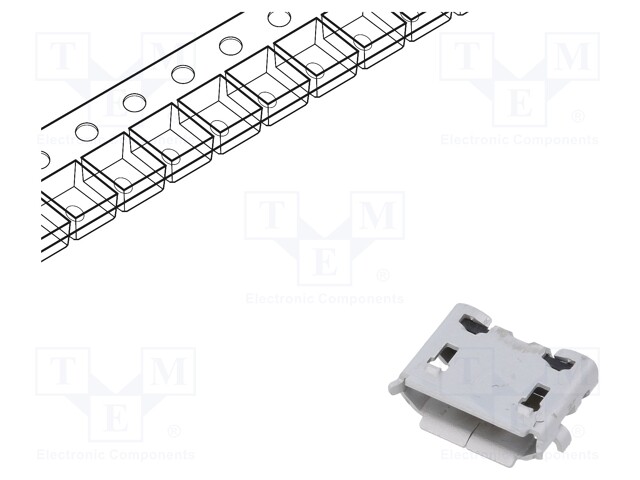 Socket; USB B micro; ZX; on PCBs; SMT; PIN: 5; horizontal; USB 2.0