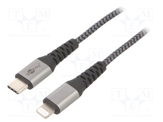 Cable; USB 2.0; Apple Lightning plug,USB C plug; 1m; black; 87W
