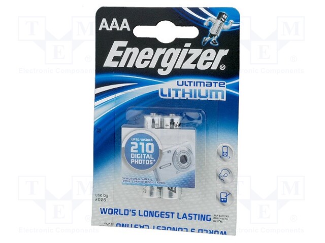 Battery: lithium; 1.5V; AAA; ULTIMATE LITHIUM; Batt.no: 2; 1200mAh