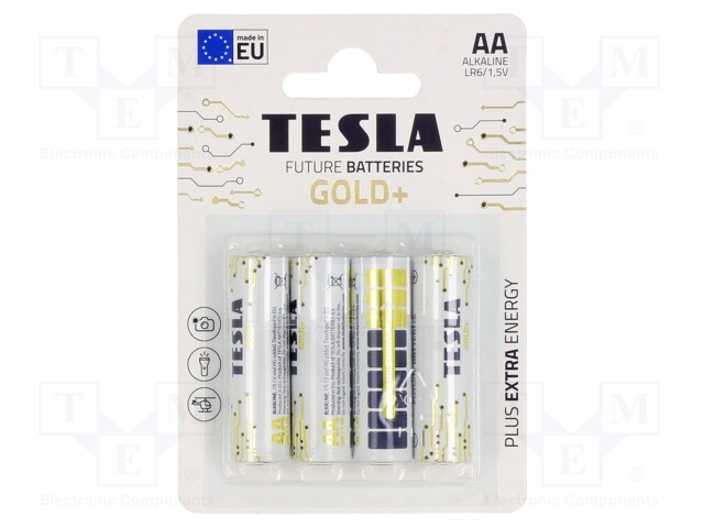 Battery: alkaline; 1.5V; AA; non-rechargeable; Ø14.5x50.5mm; 4pcs.