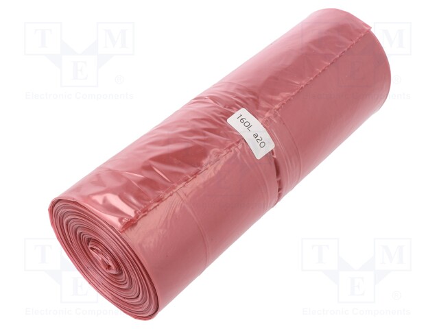 Trash bags; 20pcs; LDPE; Colour: red; 160l