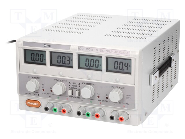 Power supply: laboratory; Channels: 3; 0÷30VDC; 0÷3A; 5VDC/3A