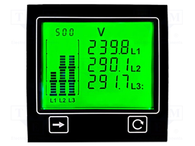 Meter: power; digital,mounting,programmable; on panel; 4-digit