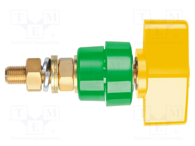 Laboratory clamp; yellow-green; 1kVDC; 100A; Contacts: brass; 81mm