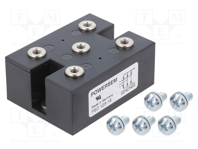 Bridge rectifier: three-phase; Urmax: 1.2kV; If: 166A; Ifsm: 1.6kA