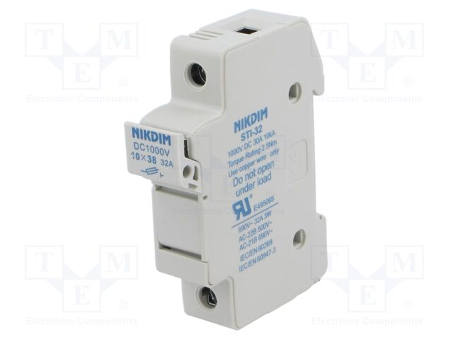 Fuse holder; cylindrical fuses,industrial fuses; 10x38mm; 32A