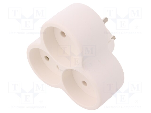 Connector: AC supply; splitter; Layout: 2P; Type: round; white; 16A